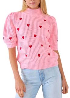 English Factory Heart Shape Sweater In Pink