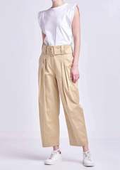 English Factory High Waist Belted Wide Leg Pants In Tan