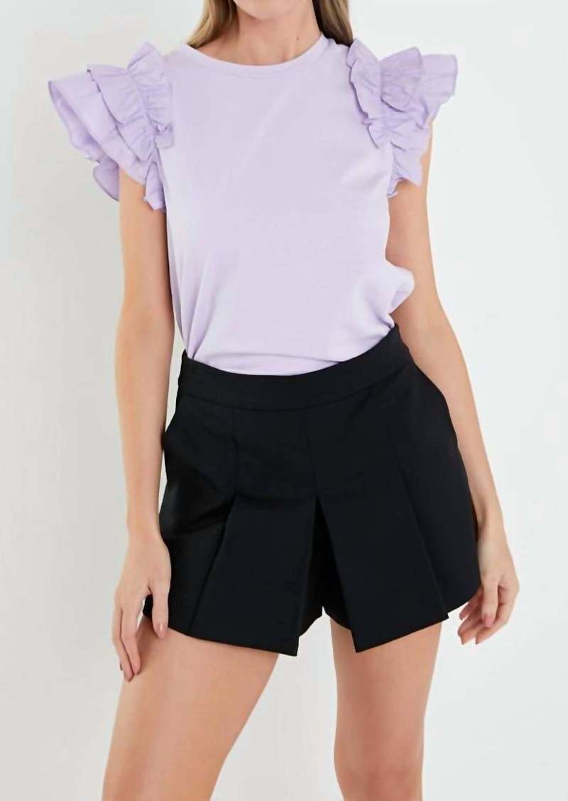 English Factory Irene Ruffle Sleeve Top In Lilac