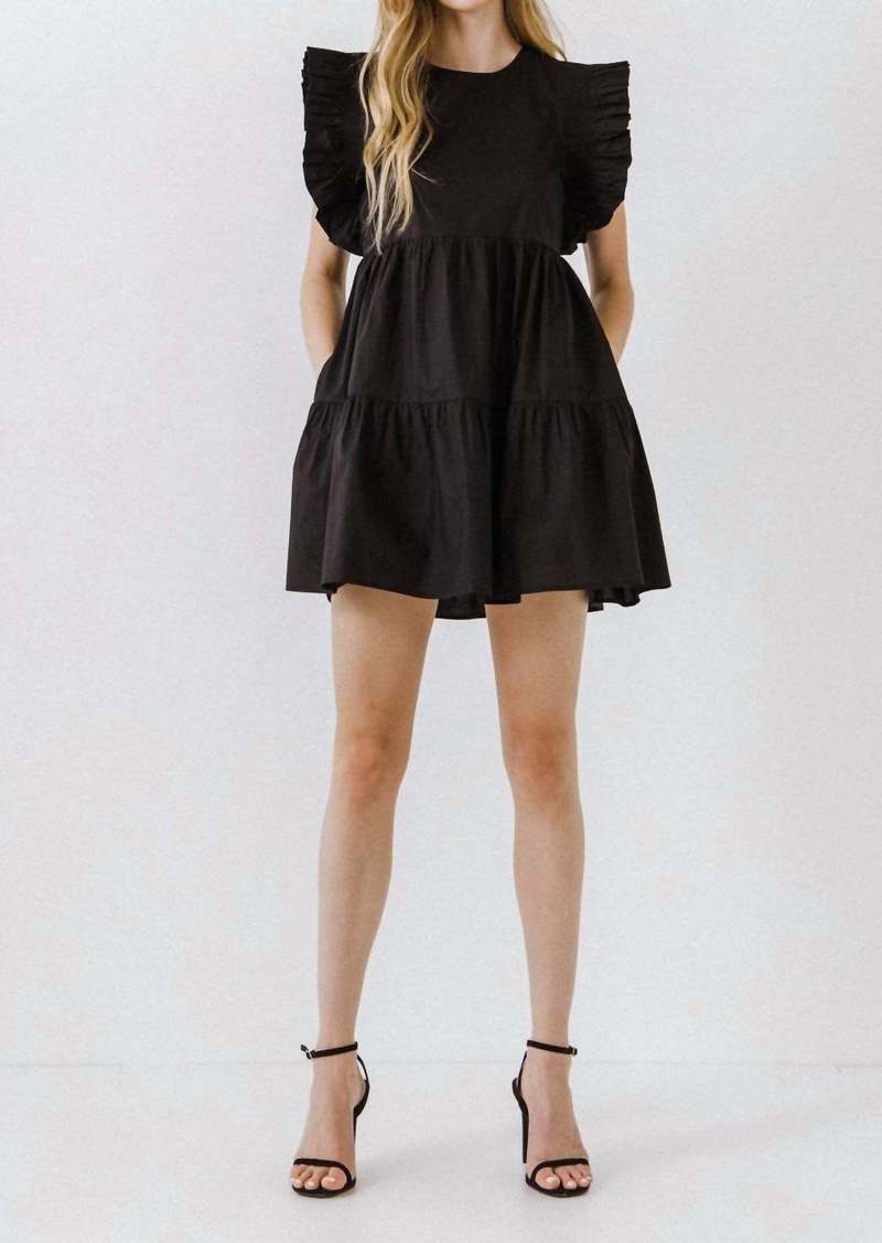 English Factory Lexie Ruffled Babydoll Mini Dress In Black