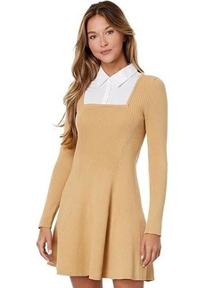 English Factory Mixed Media Fit-and-Flare Sweaterdress