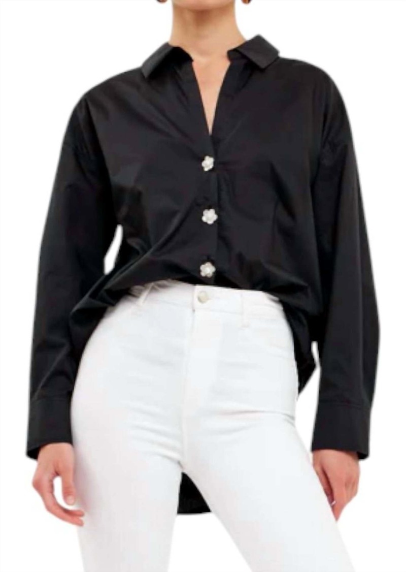 English Factory Oversized Button Down Shirt In Black