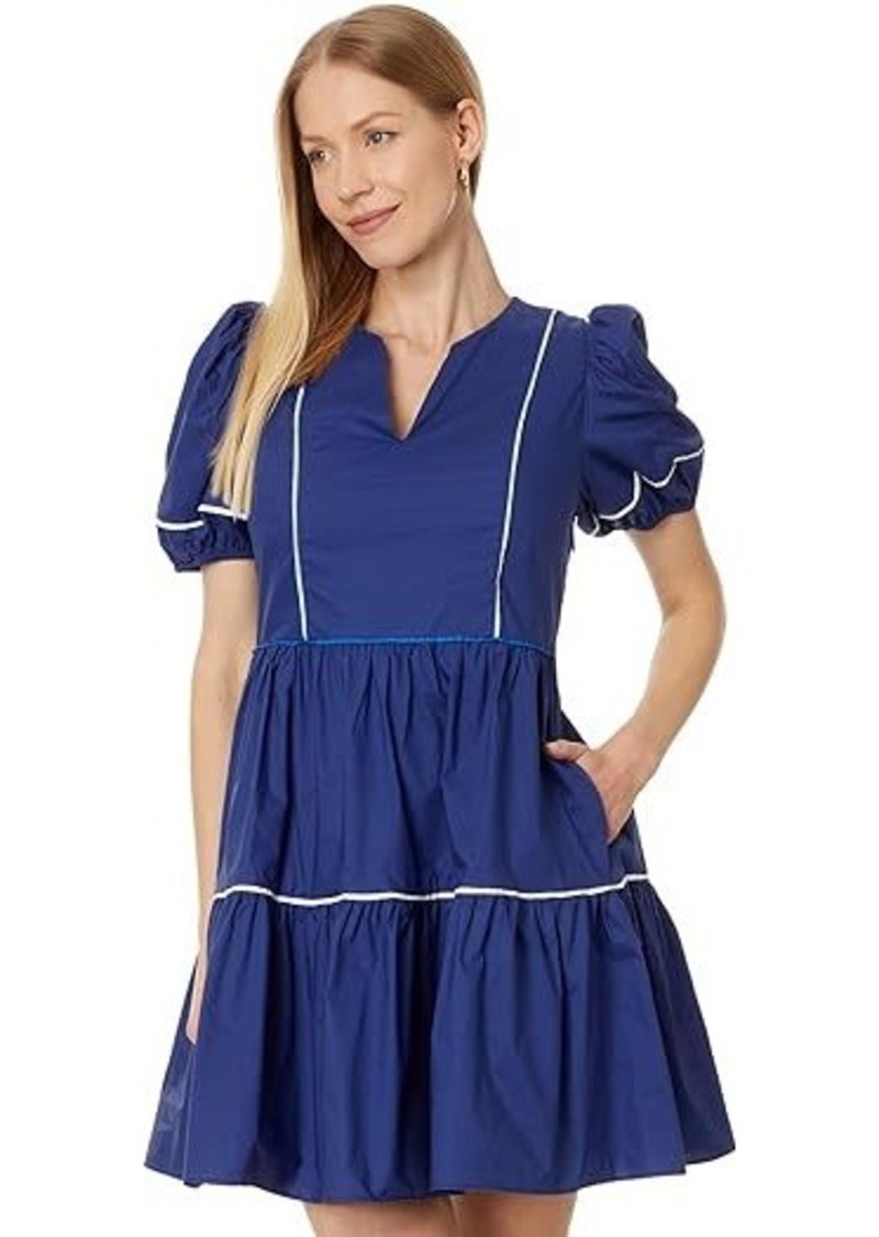 English Factory Piping Detailed Mini Dress