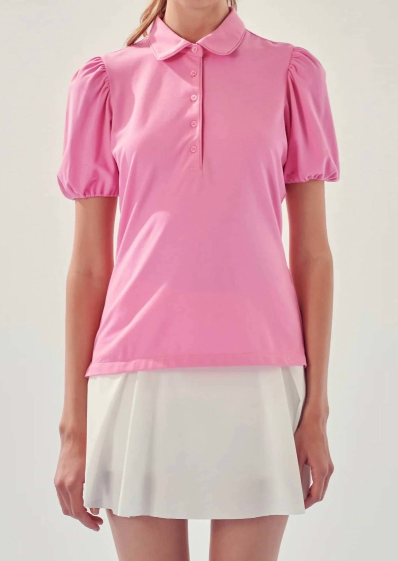 English Factory Puff Sleeve Jersey Top In Pink