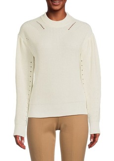 English Factory Puff Sleeve Wool Blend Pointelle Sweater