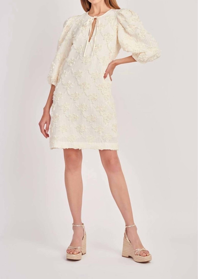 English Factory Ribbon Embroidered Shift Dress In Ivory