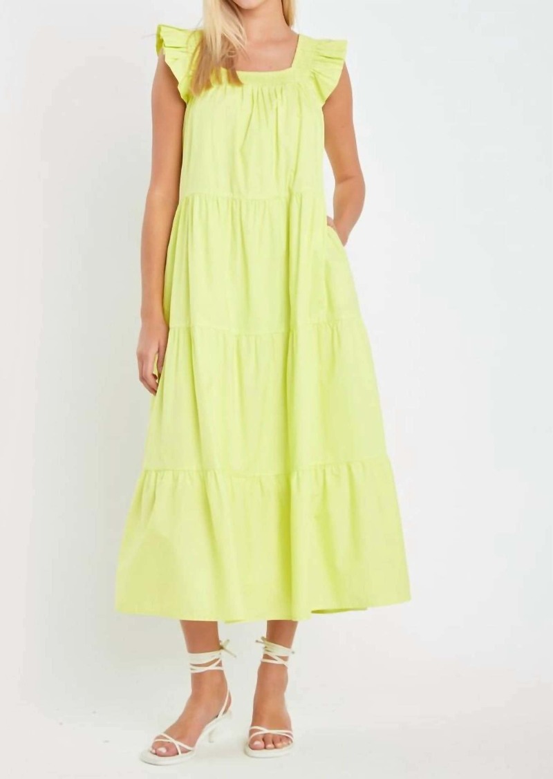 English Factory Rio Midi Dress In Lime