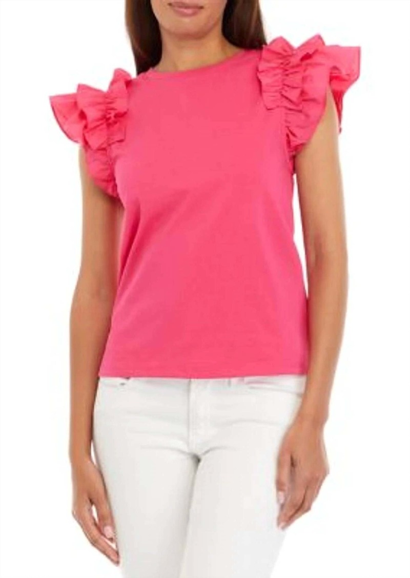 English Factory Ruffle Detailed Top In Fuchsia