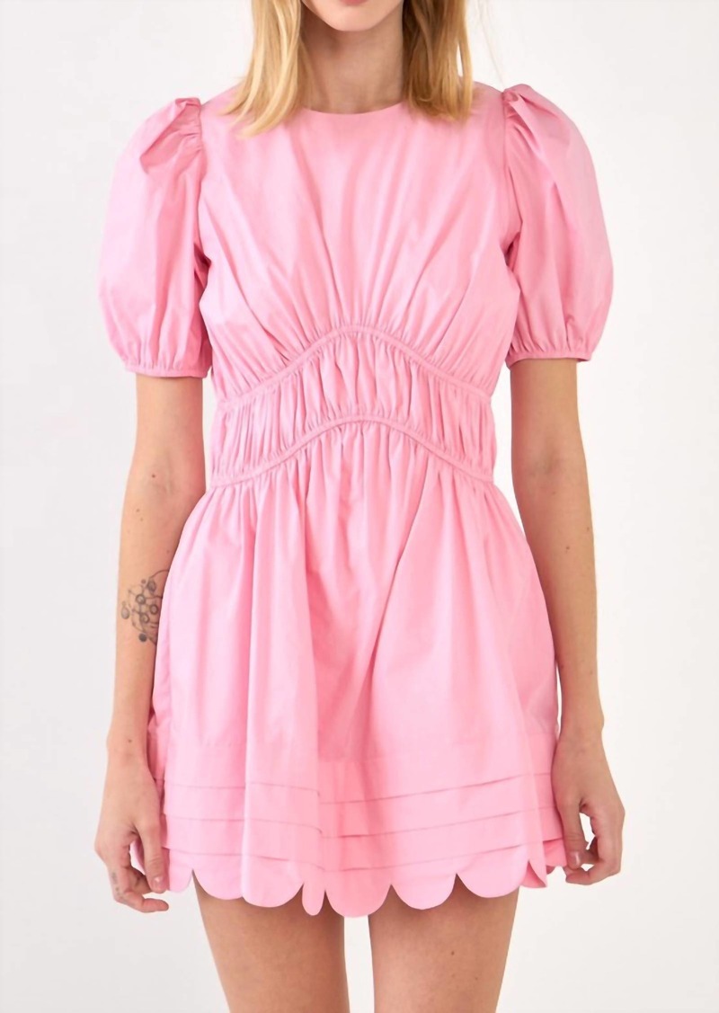 English Factory Scallop Detail Mini Dress In Pink