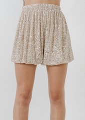 English Factory Sequin Shorts In Ivory