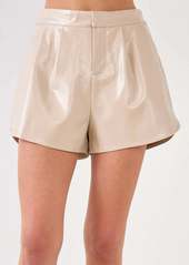 English Factory Shiny Vegan Leather Shorts In Taupe