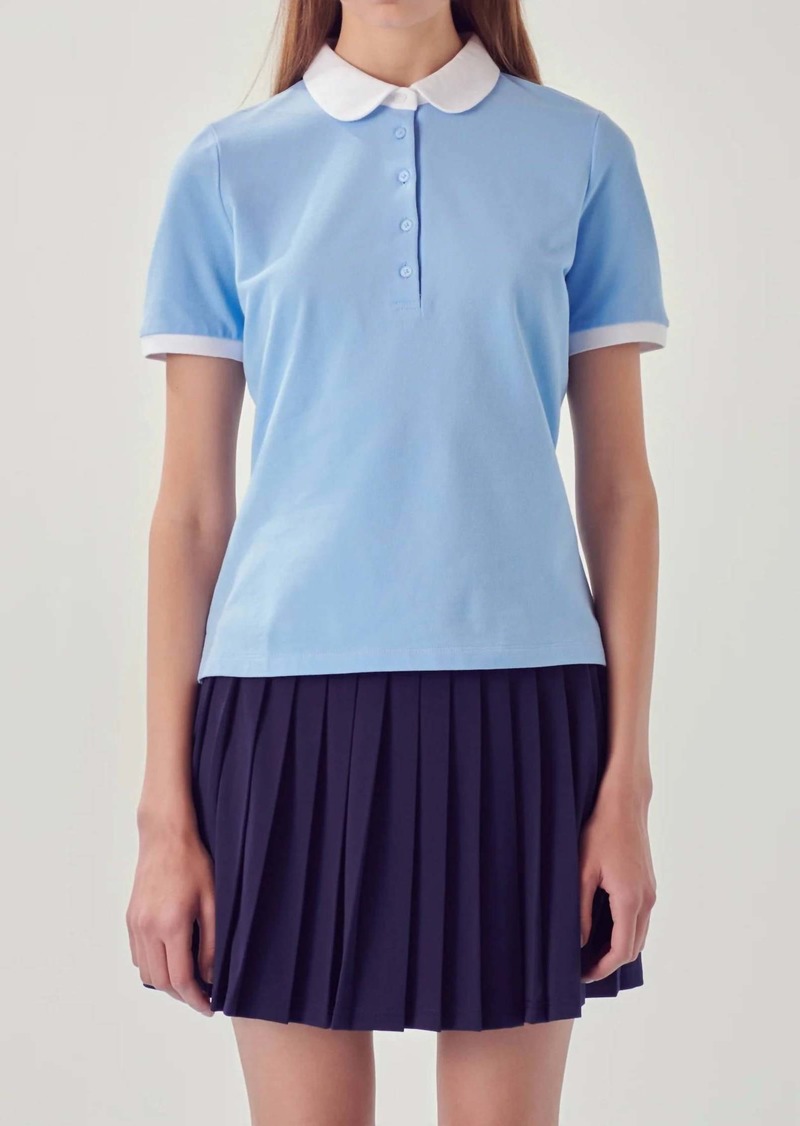 English Factory Solid Sportswear Knit Polo Shirt In Blue