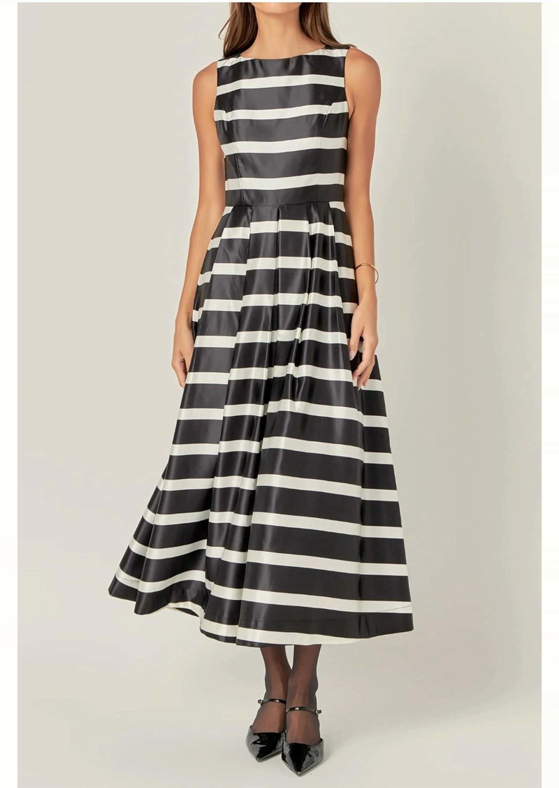 English Factory Stripe Midi Dress In Black/white