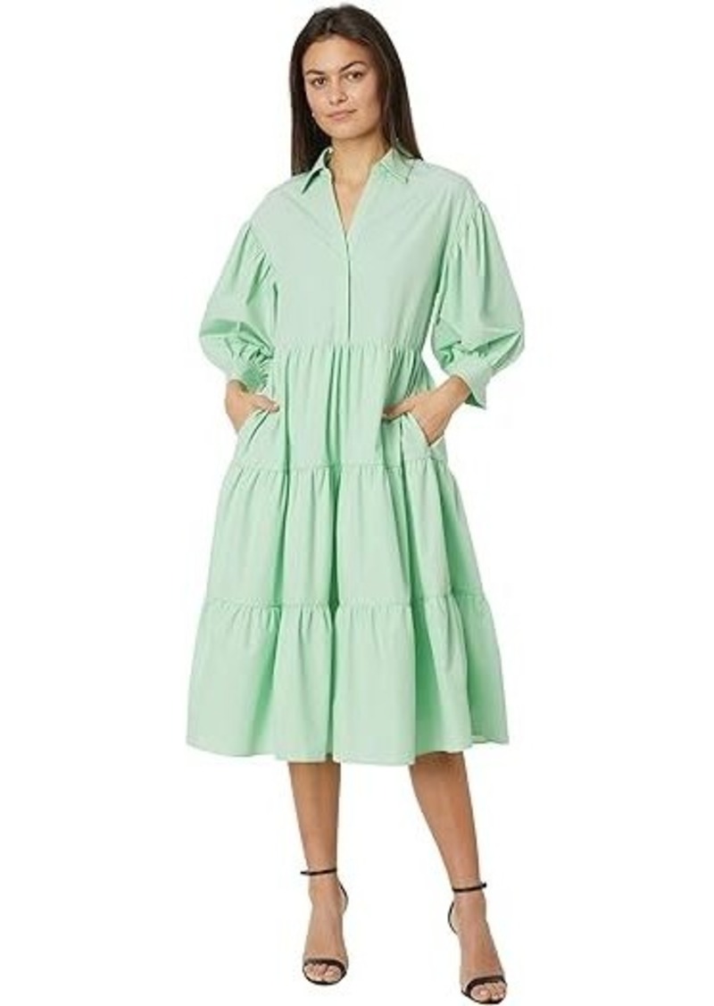 English Factory V-neckline Puff Sleeve Midi Dress