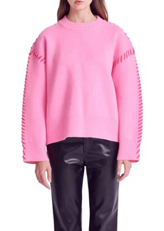 English Factory Whipstitch Accent Crewneck Sweater In Pink