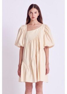 English Factory Women's Asymmetric Poplin Tiered Dress - Cream