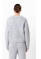 English Factory Women's Blend Cropped Fuzzy Sweater - Grey