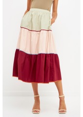 English Factory Women's Color Block Midi Skirt - Multi