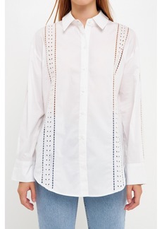 English Factory Women's Embroidery Detail Shirt - White