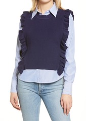 Women's English Factory Combination Sweater Vest & Button-Up Shirt