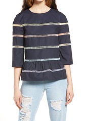 English Factory Ladder Lace Babydoll Top in Navy Multi at Nordstrom