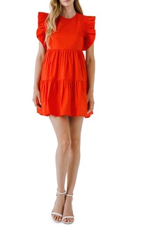 English Factory Ruffle Babydoll Minidress in Red at Nordstrom Rack