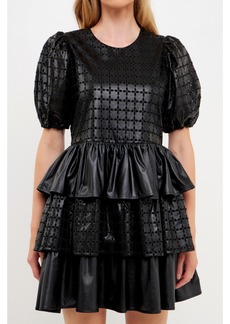 English Factory Women's Faux Leather Mini Dress - Black