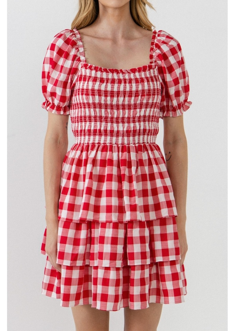 English Factory Women's Gingham Mini Dress - Red