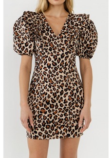 English Factory Women's Leopard Mini Dress - Tan multi