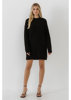 English Factory Women's Long-Sleeved Sweater Dress - Black
