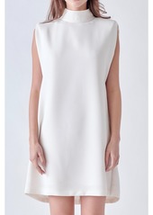 English Factory Women's Mock Neck Sleeveless Shift Dress - Off white