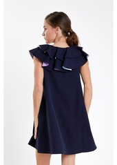 English Factory Women's Multi Color Contrast Mini Dress - Navy multi