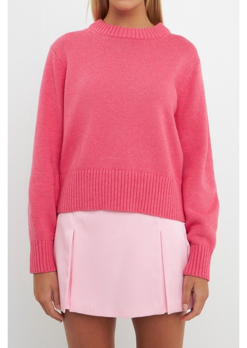 English Factory Women's Relaxed Fit Pink Sweater - Pink