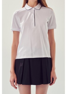 English Factory Women's Sportwear Knit Polo Shirt - White