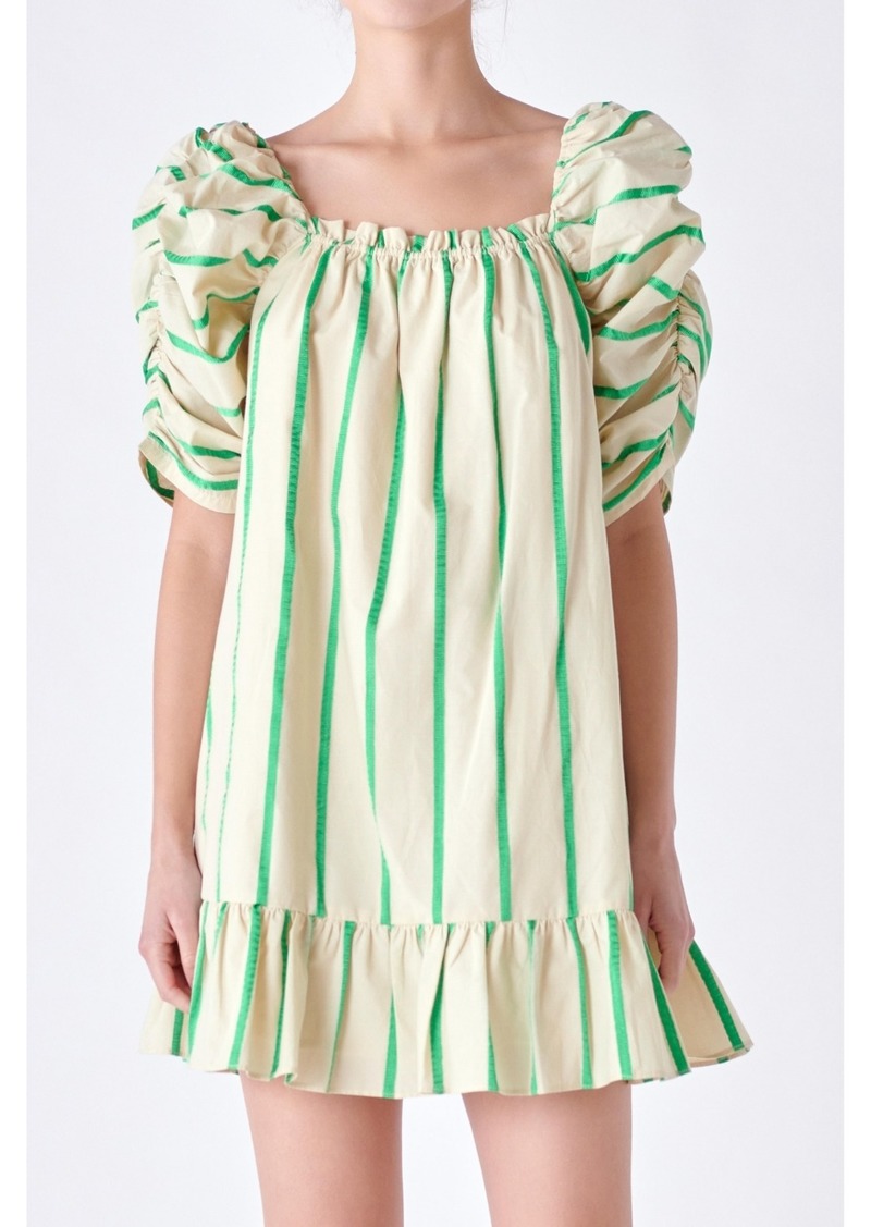 English Factory Women's Stripe Babydoll Dress - Beige/green