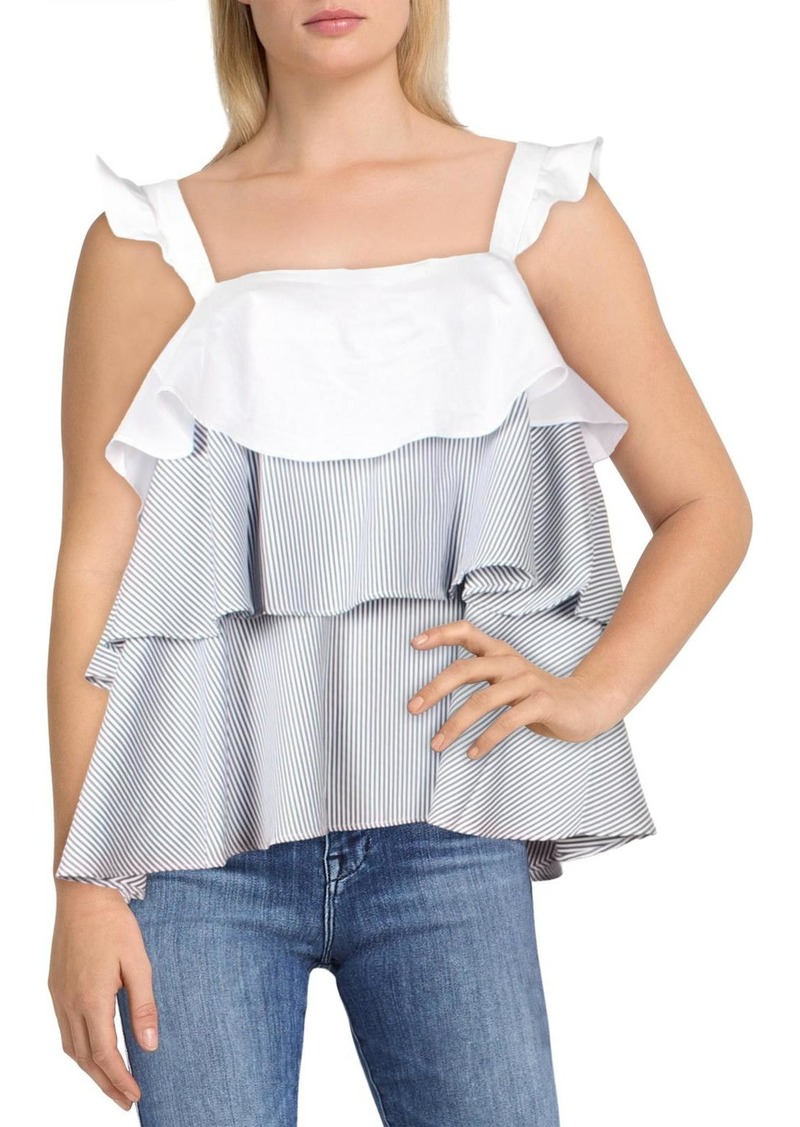 English Factory Womens Striped Tiered Peplum Top