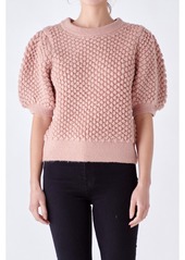 English Factory Women's Textured Puff Sweater - Dusty pink