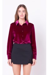 English Factory Women's Velvet Classic Shirt - Berry