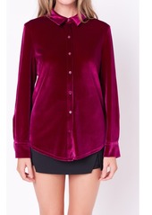 English Factory Women's Velvet Classic Shirt - Berry