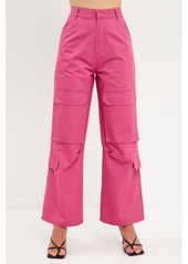 English Factory Women's Wide Leg Pocket Cargo Pants - Pink