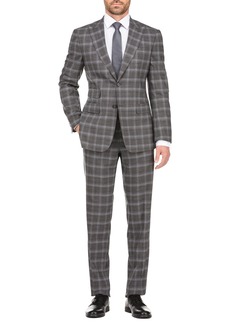 English Laundry 2-Piece Trim Fit Plaid Jacket & Pants Suit Set in Gray at Nordstrom Rack