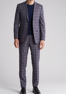 English Laundry Plaid Trim Fit Notch Lapel Two-Piece Suit in Gray at Nordstrom Rack