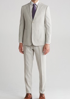 English Laundry Plaid Trim Fit Notched Lapel Two-Piece Suit in Taupe at Nordstrom Rack