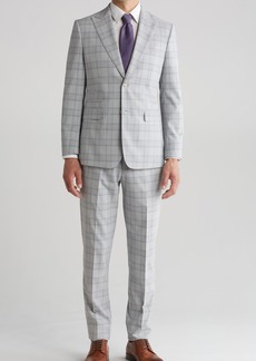 English Laundry Plaid Trim Fit Peak Lapel Two-Piece Suit in Gray at Nordstrom Rack