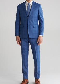 English Laundry Plaid Trim Fit Two-Piece Suit in Blue at Nordstrom Rack