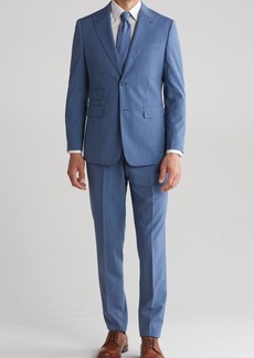 English Laundry Plaid Trim Fit Wool Blend Two-Piece Suit in Blue at Nordstrom Rack