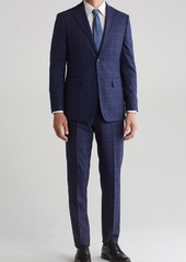 English Laundry Plaid Trim Fit Wool Blend Two-Piece Suit in Navy at Nordstrom Rack