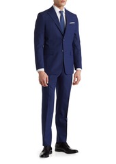 English Laundry Plaid Two Button Notch Lapel Trim Fit Wool Blend Suit in Blue at Nordstrom Rack