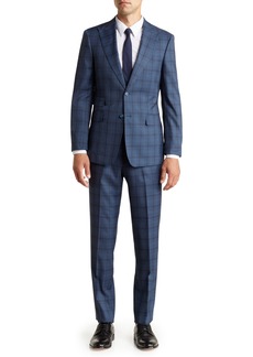 English Laundry Plaid Two Button Peak Lapel Suit in Blue at Nordstrom Rack