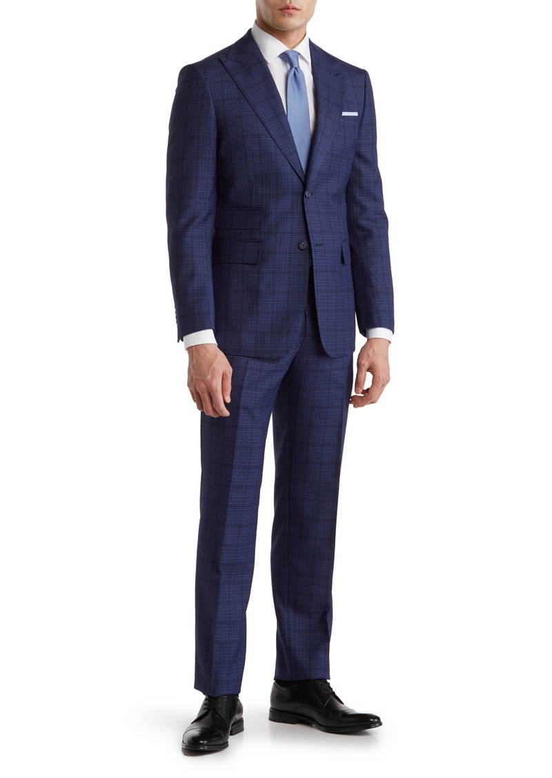 English Laundry Trim Fit Check Suit in Blue at Nordstrom Rack